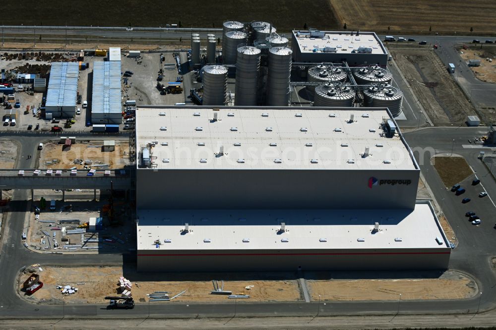 Sandersdorf from above - Paper factory premises of Progroup AG on street Sonnenseite in Sandersdorf in the state Saxony-Anhalt, Germany