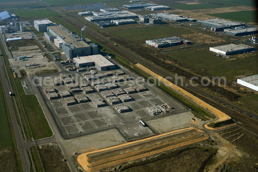 Aerial image Sandersdorf - Paper factory premises of Progroup AG on street Sonnenseite in Sandersdorf in the state Saxony-Anhalt, Germany