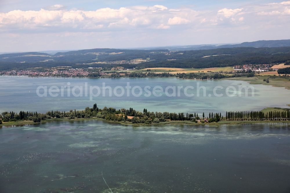 Aerial photograph Reichenau - Poplar Avenue on the causeway to the island of Reichenau on Lake Constance in Baden-Wuerttemberg