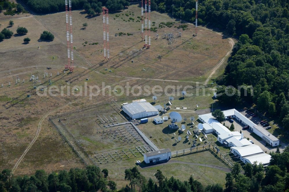 Lampertheim from above - Parabolic satellite dishes Relaisstation of International Broadcasting Bureau ( IBB ) in Lampertheim in the state Hesse