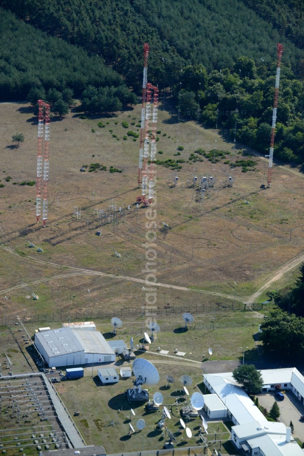 Aerial image Lampertheim - Parabolic satellite dishes Relaisstation of International Broadcasting Bureau ( IBB ) in Lampertheim in the state Hesse