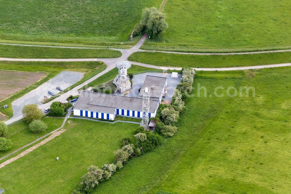 Aerial image Riedstadt - Parabolic satellite dishes Satellitenmessstelle BNetzA in Riedstadt in the state Hesse, Germany