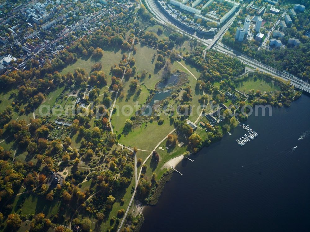 Aerial photograph Potsdam - View of the park Babelsberg in Potsdam in the state Brandenburg