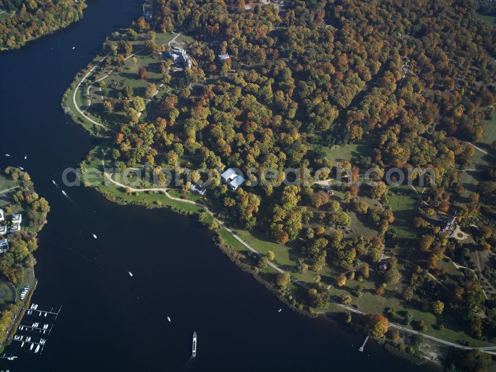 Aerial photograph Potsdam - View of the Park Babelsberg in Potsdam in the state Brandenburg