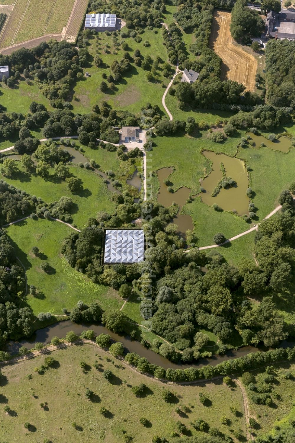 Aerial photograph Neuss Holzheim - Park site of the Museum Hombroich near Neuss, North Rhine-Westphalia