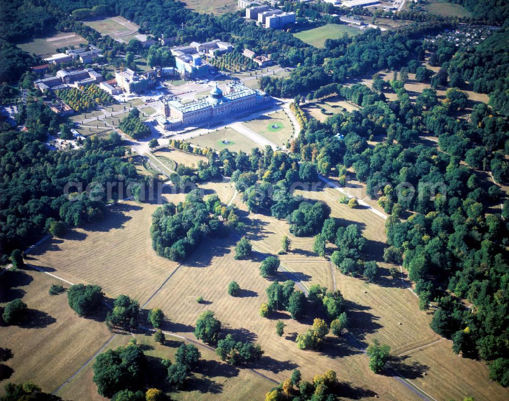 Potsdam from above - Blick über den Park Sanssouci auf das Schloß / Schloss Neues Palais und den Campus der Universiät Potsdam. View over the Park Sanssouci on the New Palace / Neue Palais and the campus University Potsdam.