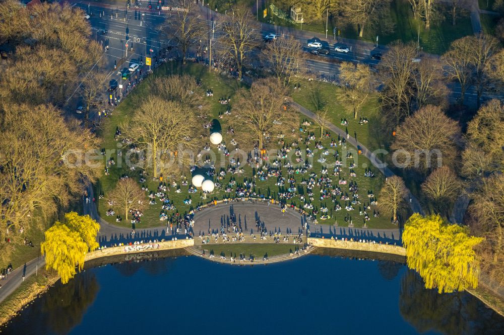 Aerial image Münster - Park at Aasee in Muenster in the state North Rhine-Westphalia, Germany