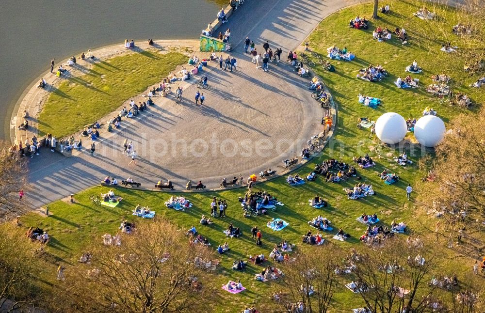 Aerial image Münster - Park at Aasee in Muenster in the state North Rhine-Westphalia, Germany