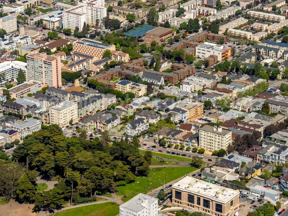 San Francisco from above - Park of Alamo Square Playground on Steiner St in San Francisco in California, USA