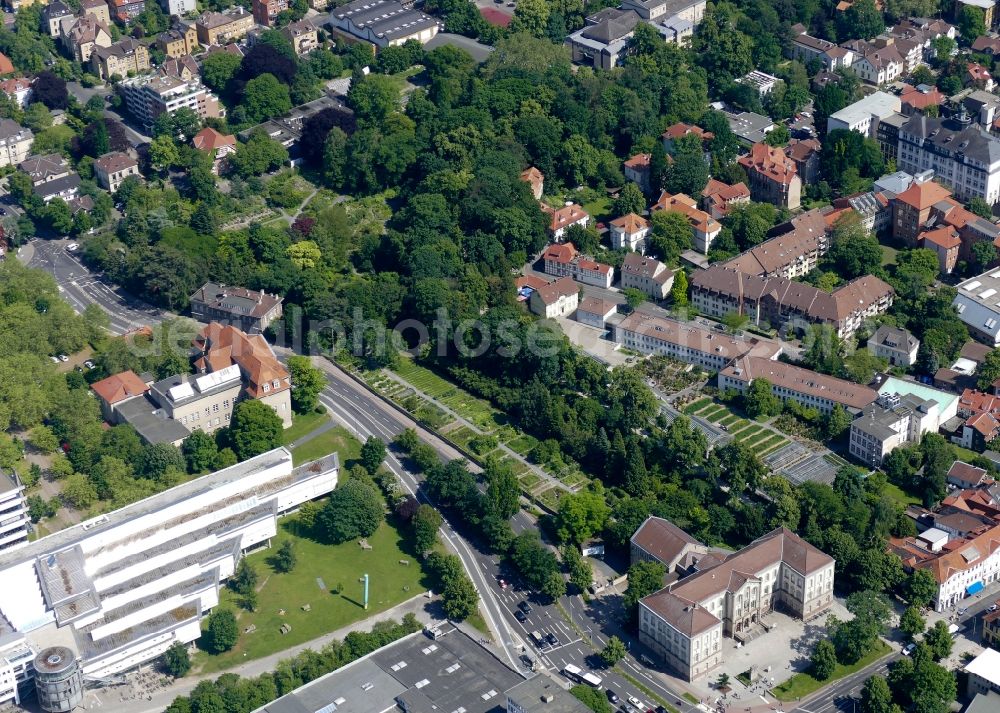 Aerial photograph Göttingen - Park of Alter Botanischer Garten in Goettingen in the state Lower Saxony, Germany