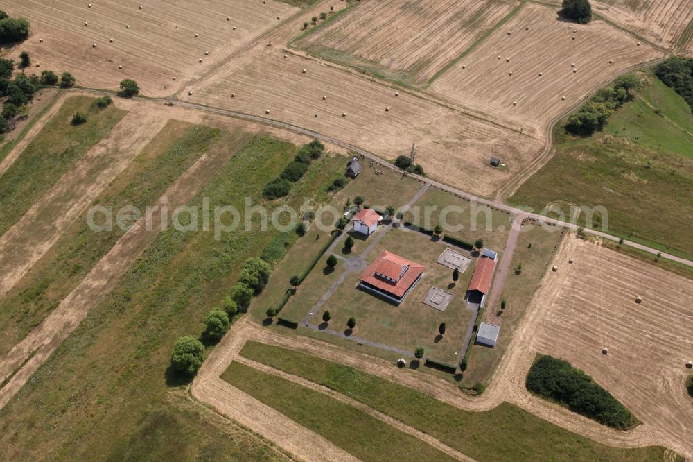 Pommern from the bird's eye view: Park of Archaeological Park Martberg in Pommern in the state Rhineland-Palatinate, Germany