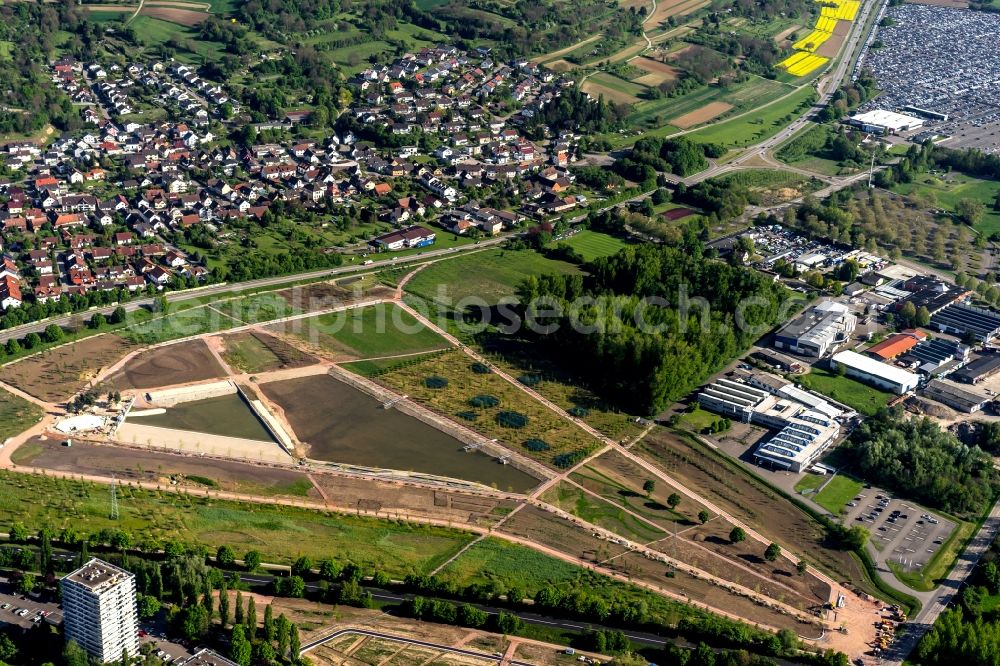 Lahr/Schwarzwald from the bird's eye view: Park of and construction site of Landesgartenschau Lahr 2018 GmbH in Lahr/Schwarzwald in the state Baden-Wuerttemberg