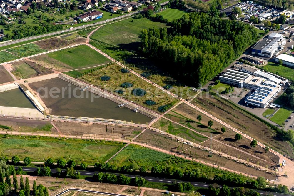 Aerial image Lahr/Schwarzwald - Park of and construction site of Landesgartenschau Lahr 2018 GmbH in Lahr/Schwarzwald in the state Baden-Wuerttemberg