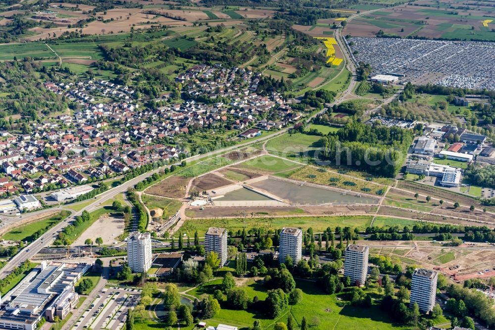 Aerial image Lahr/Schwarzwald - Park of and construction site of Landesgartenschau Lahr 2018 GmbH in Lahr/Schwarzwald in the state Baden-Wuerttemberg