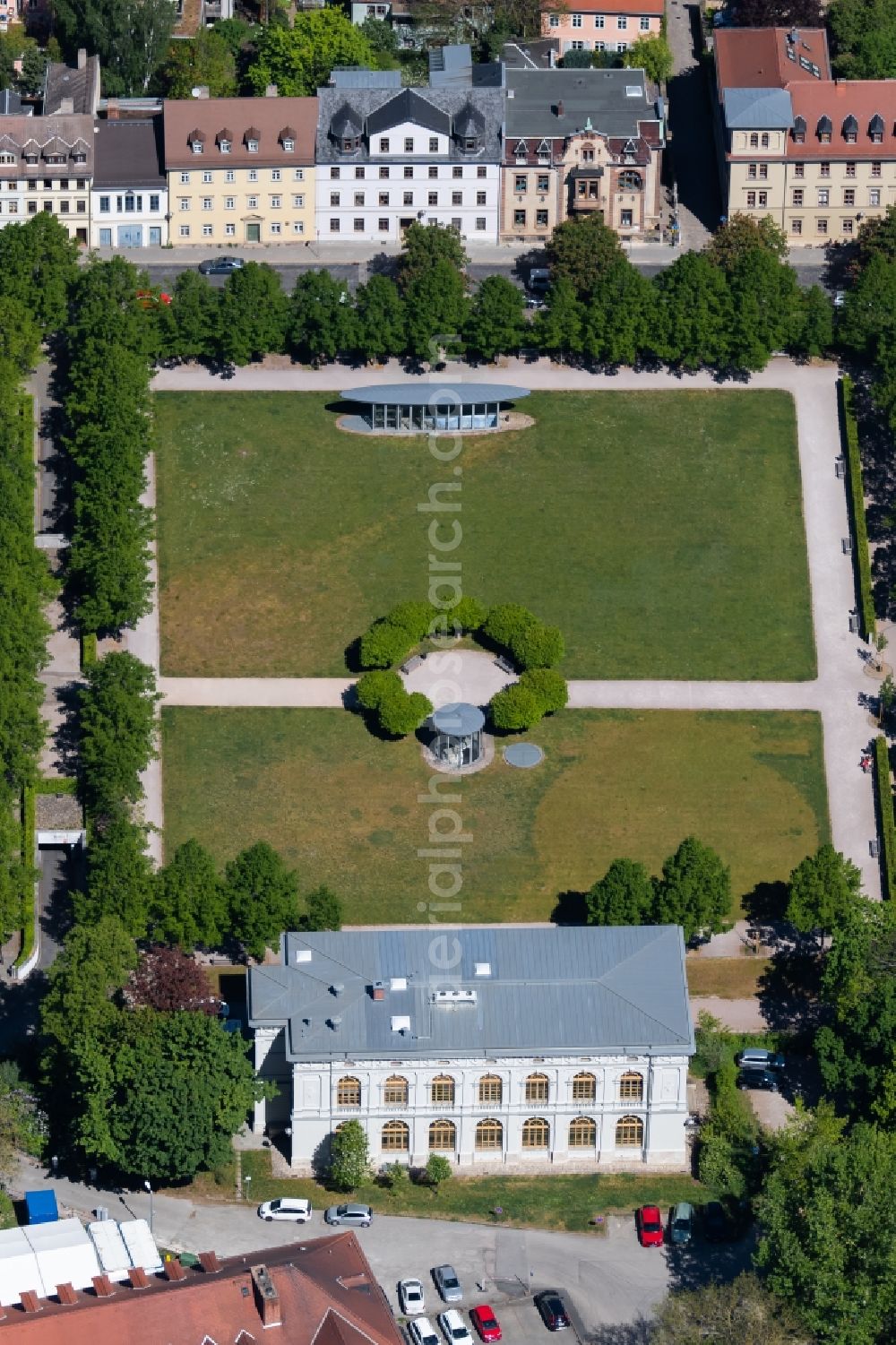 Weimar from the bird's eye view: Park of Beethovenplatz in Weimar in the state Thuringia, Germany