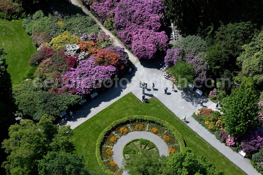 Konstanz from the bird's eye view: Park of on Palmenhaus in Konstanz at island Mainau in the state Baden-Wuerttemberg, Germany