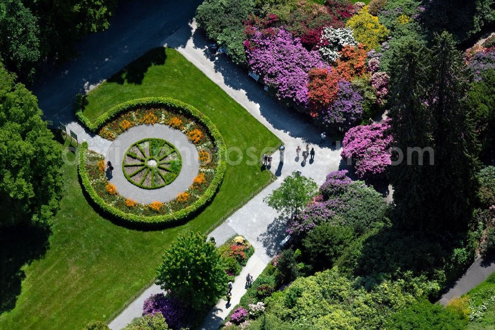 Aerial image Konstanz - Park of on Palmenhaus in Konstanz at island Mainau in the state Baden-Wuerttemberg, Germany