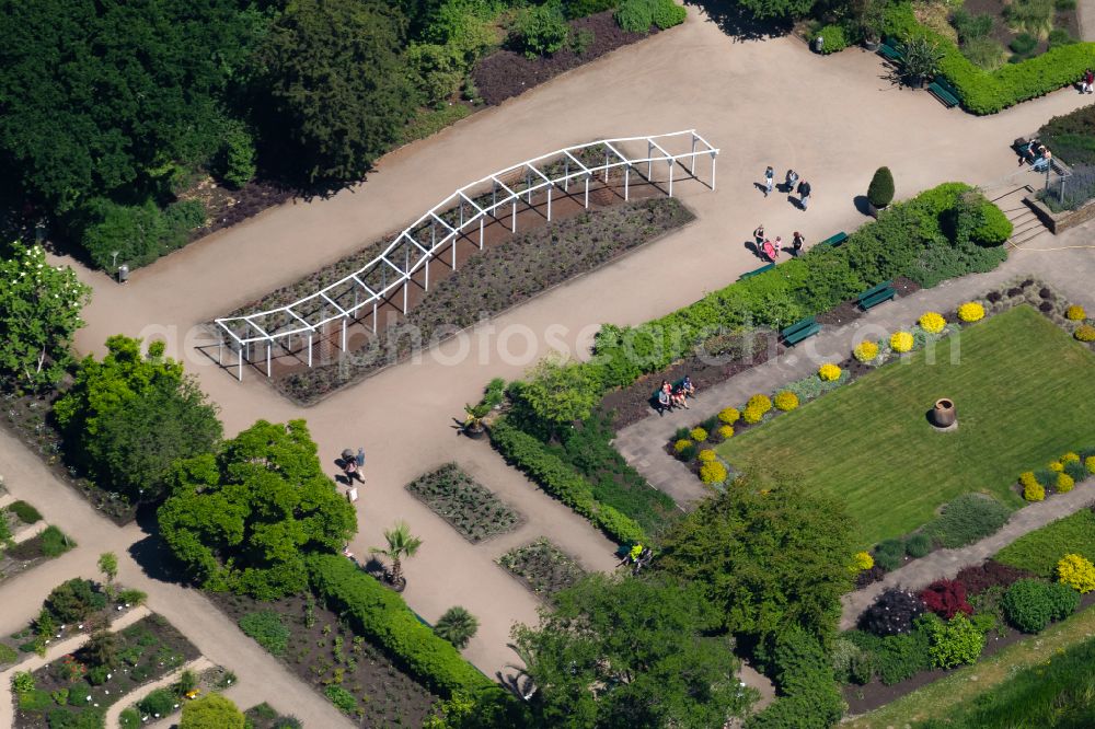 Aerial image Bremen - Park of in Botanischen Garten with Pregola in Bremen, Germany