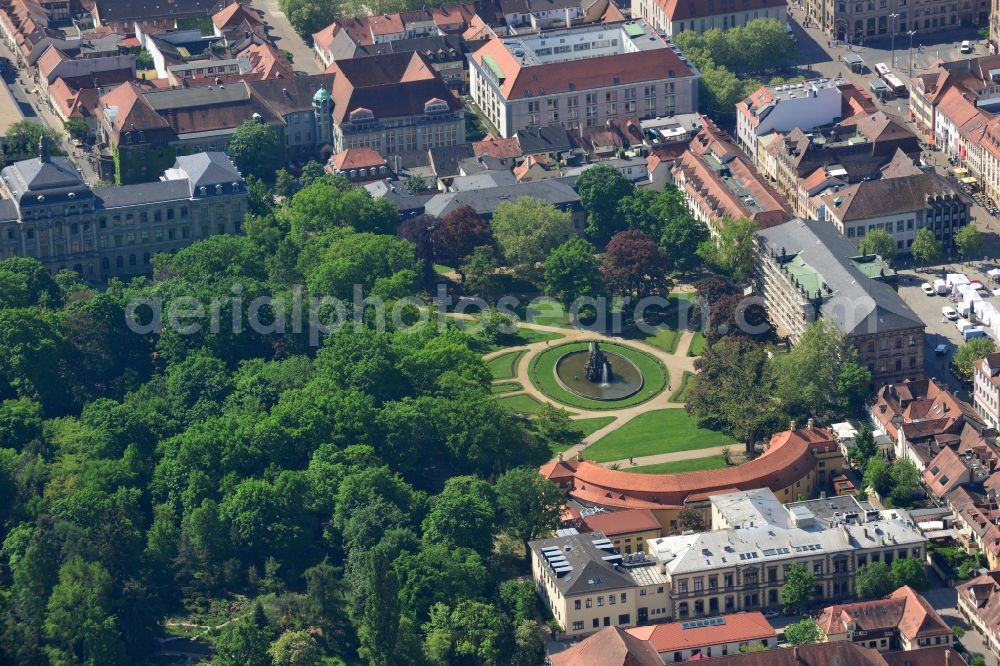 Erlangen from the bird's eye view: Park of Botanischer Garten in Erlangen in the state Bavaria