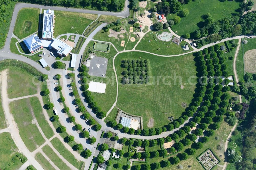 Jülich from above - Park of Brueckenkopfpark in Juelich in the state North Rhine-Westphalia, Germany