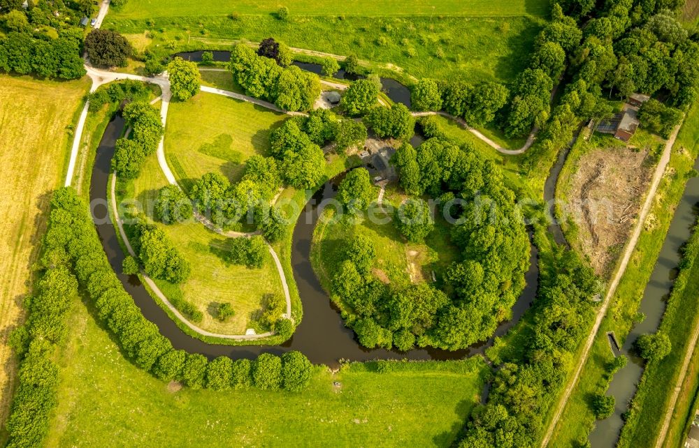 Hamm from above - Park of Burghuegel Mark in Hamm in the state North Rhine-Westphalia, Germany