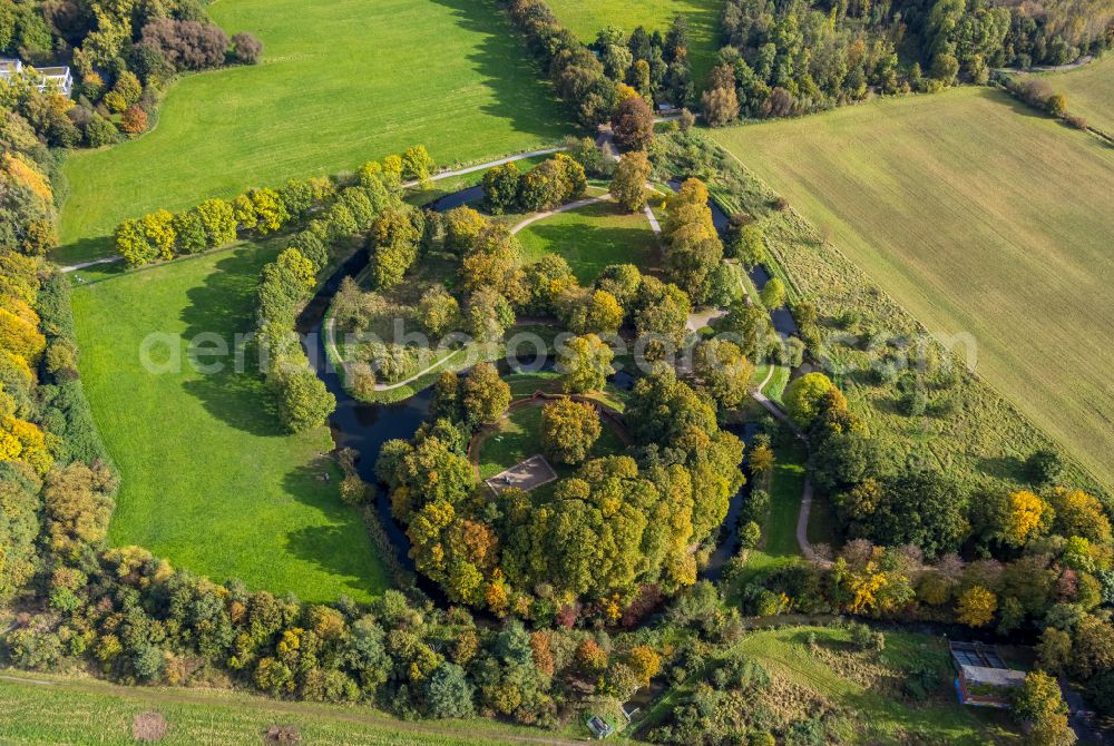 Hamm from above - Park of Burghuegel Mark in Hamm in the state North Rhine-Westphalia, Germany