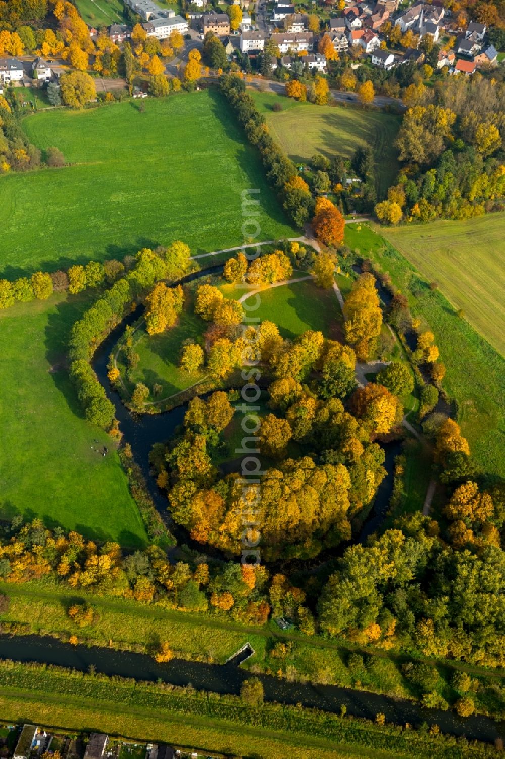 Aerial photograph Hamm - Park of Burghuegel Mark on Soester Strasse in Hamm in the state North Rhine-Westphalia