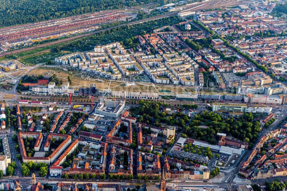 Karlsruhe from above - Park of Citypark on Kriegstrasse in the district Suedstadt in Karlsruhe in the state Baden-Wurttemberg, Germany