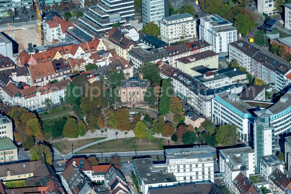 Freiburg im Breisgau from above - Park of Colombipark in Freiburg im Breisgau in the state Baden-Wurttemberg, Germany