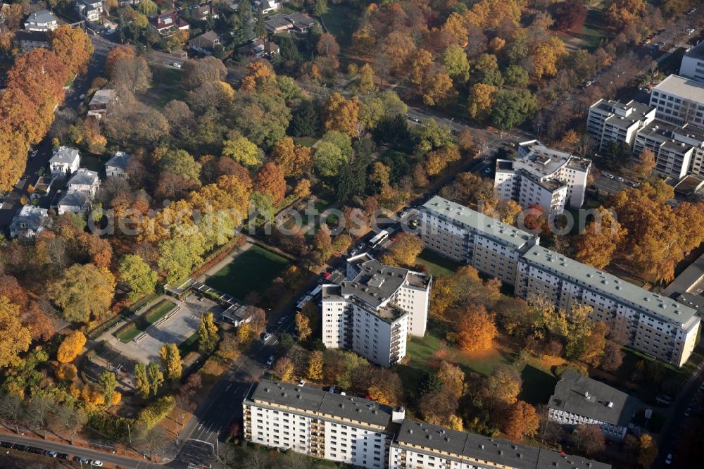 Aerial image Mainz - Park of Drususwall in Mainz in the state Rhineland-Palatinate