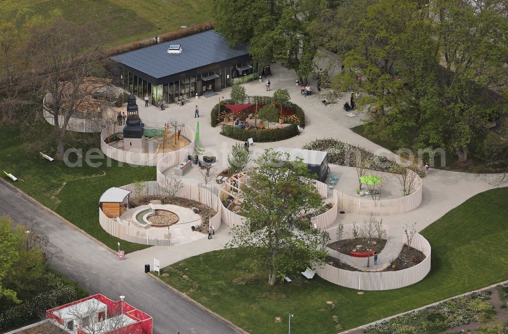 Aerial image Erfurt - Park of egapark in the district Hochheim in Erfurt in the state Thuringia, Germany