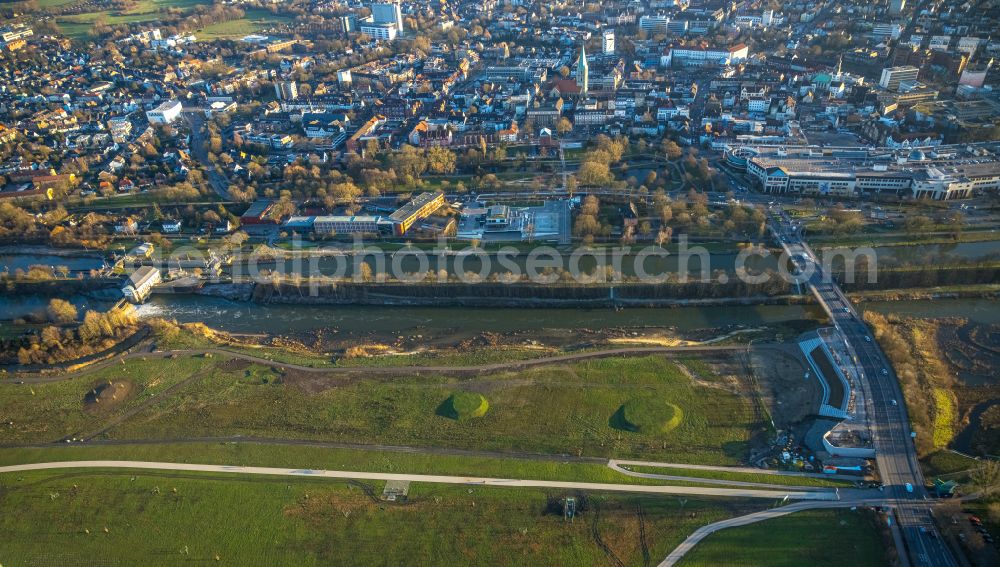 Aerial photograph Hamm - Park of Erlebnisraum Lippeaue on street Jupp-Eickhoff-Weg in Hamm at Ruhrgebiet in the state North Rhine-Westphalia, Germany