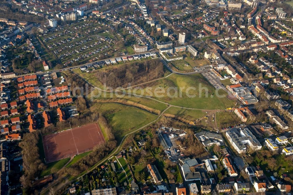 Herne from above - Park near Flottmann-Hallen on Strasse des Bohrhammers in Herne in the state North Rhine-Westphalia