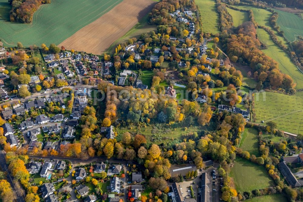 Aerial image Düsseldorf - Park of Gartenkamp with the Villa Sohl in the district Ludenberg in Duesseldorf in the state North Rhine-Westphalia, Germany