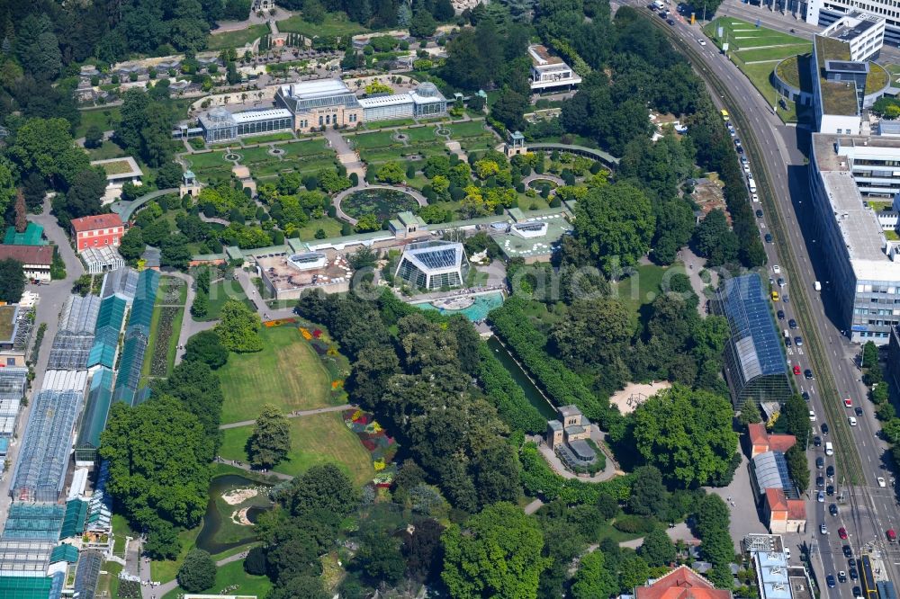 Stuttgart from above - Park and building of the Zoological - Botanical Garden ( Wilhelma ) Stuttgart in Stuttgart in Baden-Wuerttemberg, Germany