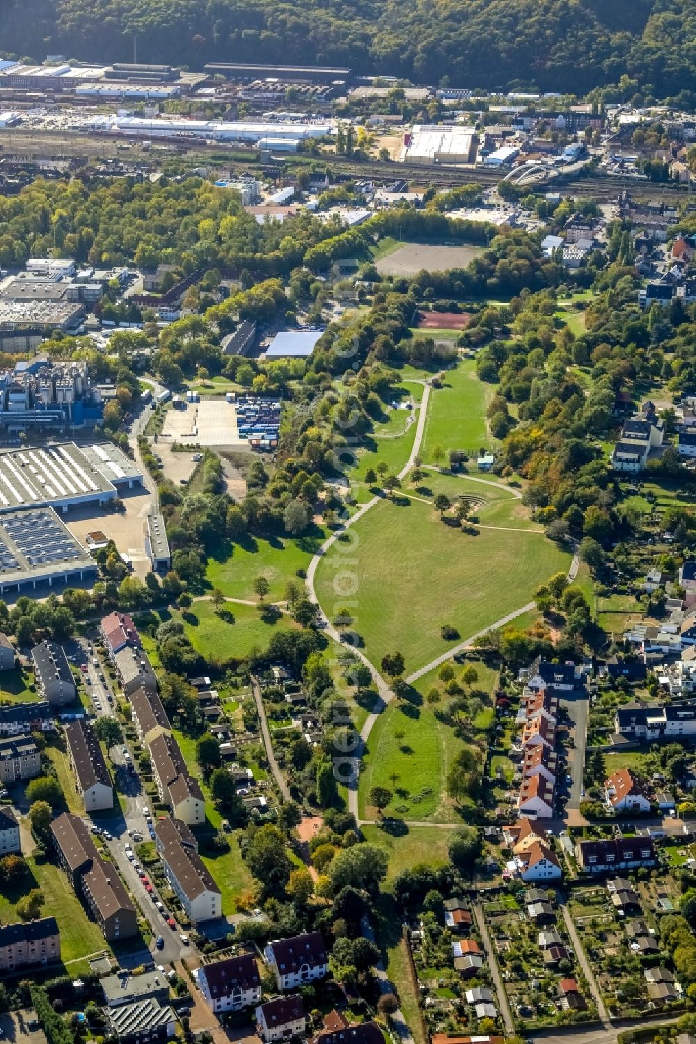 Hagen from above - Park of on Ginsterheide in Hagen in the state North Rhine-Westphalia, Germany