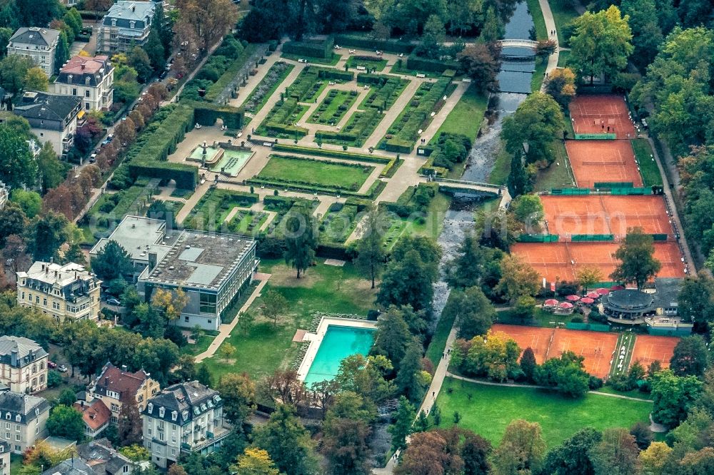 Baden-Baden from above - Park of Goenneranlage in Baden-Baden in the state Baden-Wurttemberg, Germany