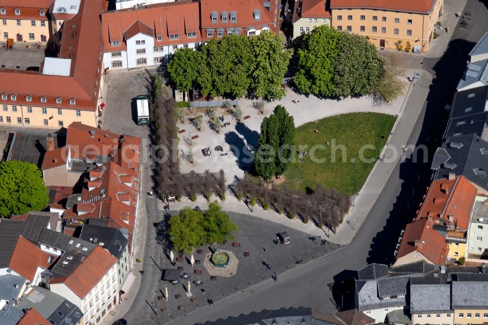 Aerial image Weimar - Park of and Goethebrunnen on Frauenplan in Weimar in the state Thuringia, Germany