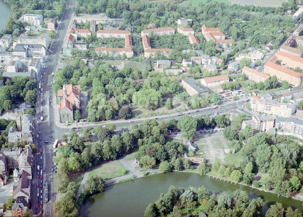 Berlin from above - Park and land on Generalshof on the banks of the Old Spree in Berlin - Koepenick in Berlin