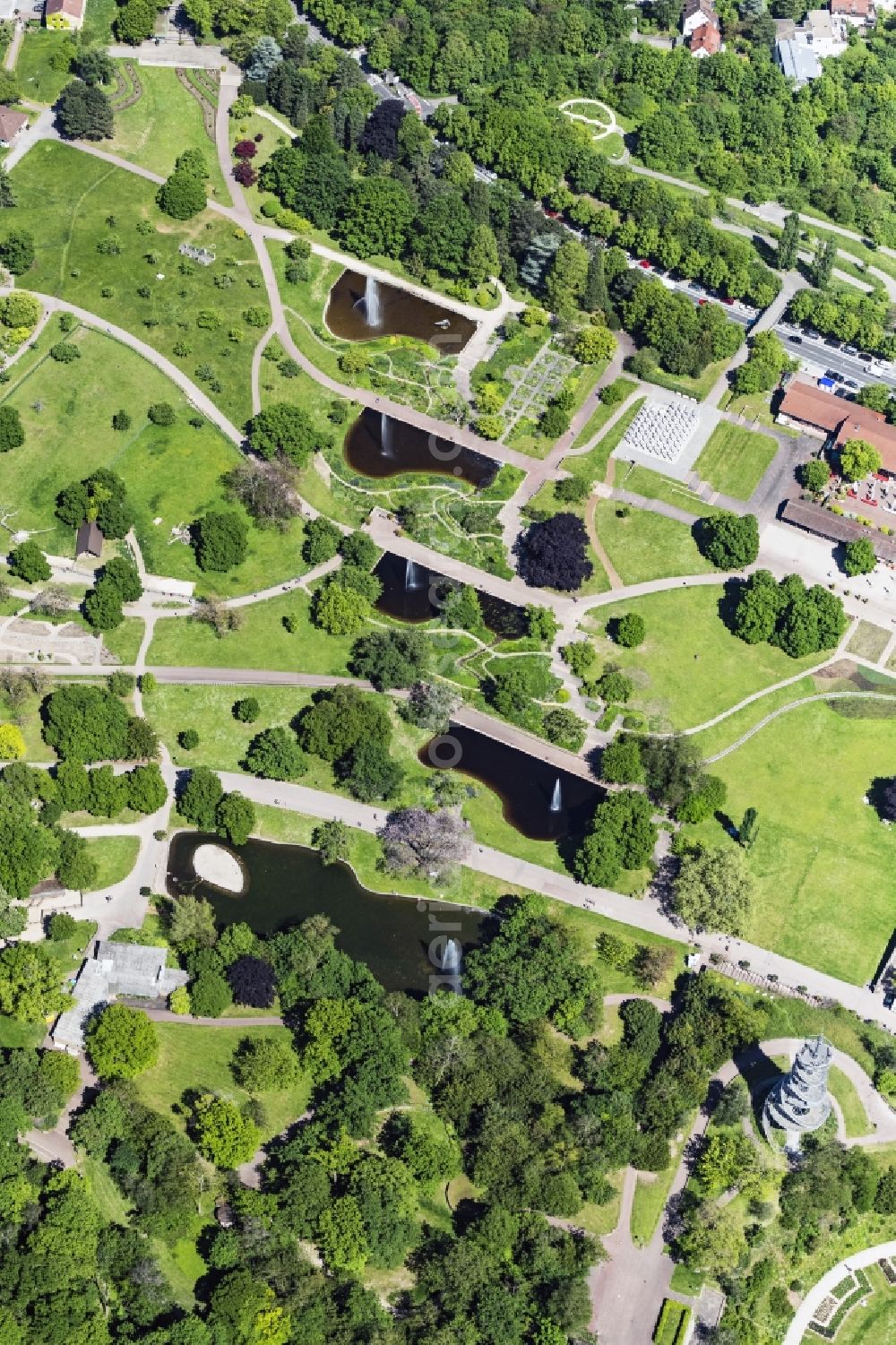 Stuttgart from above - Park of Hoehenpark Killesberg in Stuttgart in the state Baden-Wuerttemberg, Germany