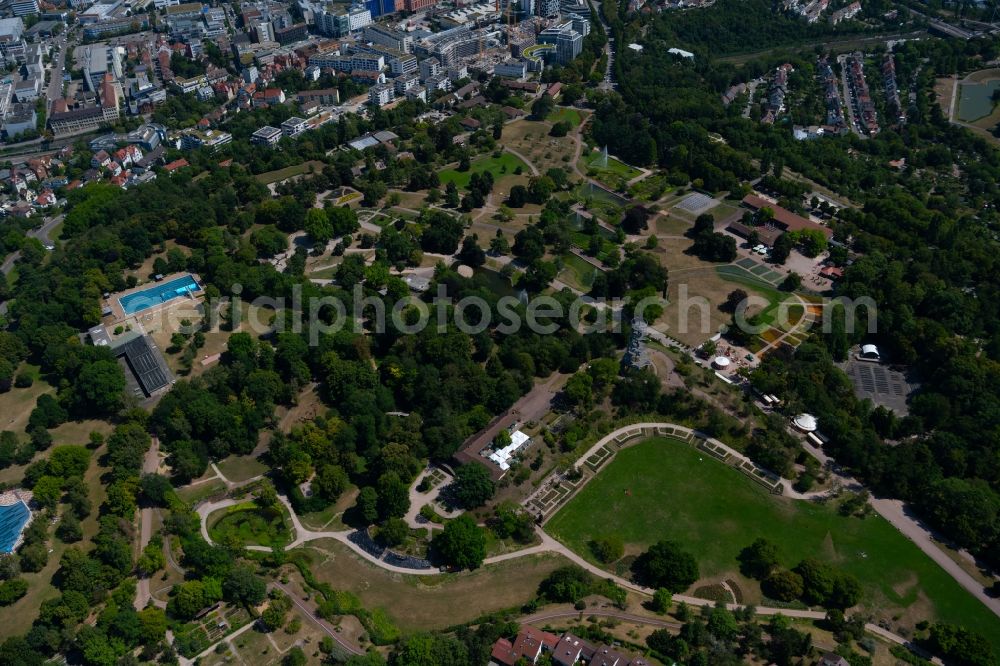 Stuttgart from above - Park of Hoehenpark Killesberg in Stuttgart in the state Baden-Wuerttemberg, Germany