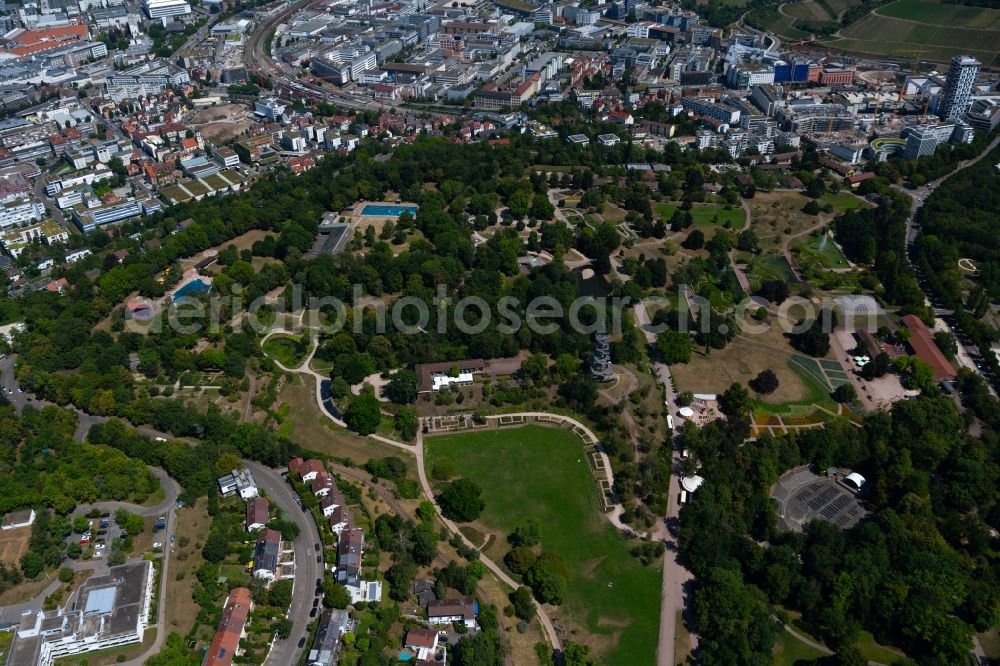 Aerial image Stuttgart - Park of Hoehenpark Killesberg in Stuttgart in the state Baden-Wuerttemberg, Germany