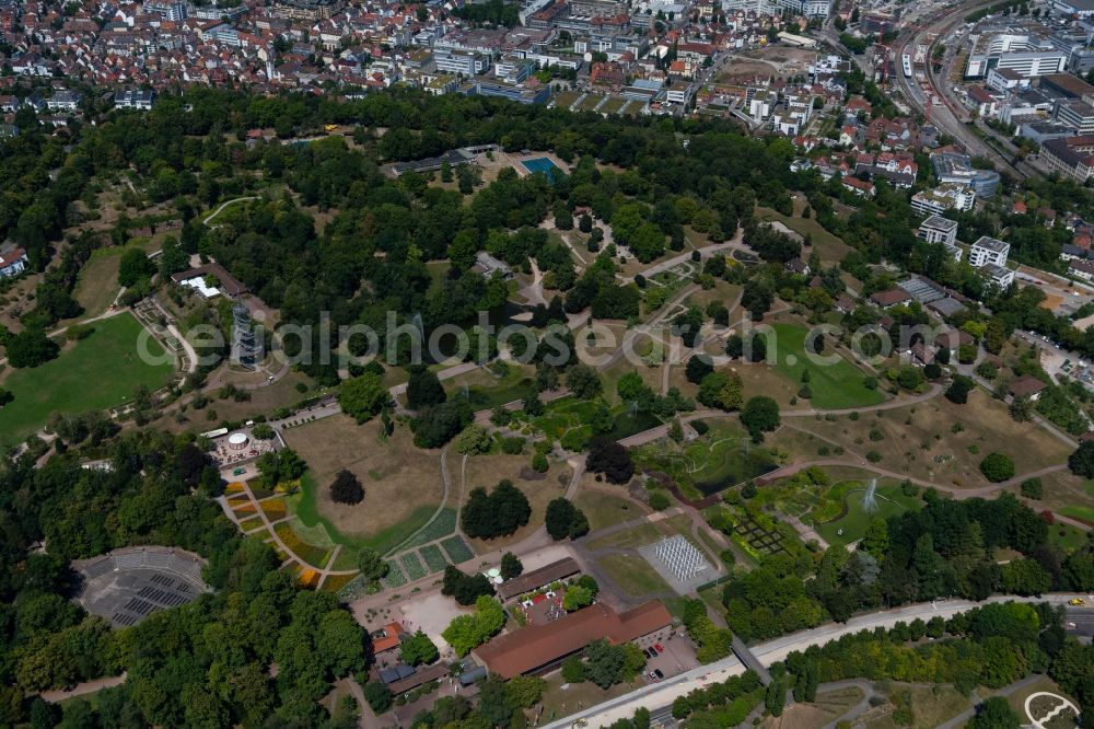 Aerial photograph Stuttgart - Park of Hoehenpark Killesberg in Stuttgart in the state Baden-Wuerttemberg, Germany