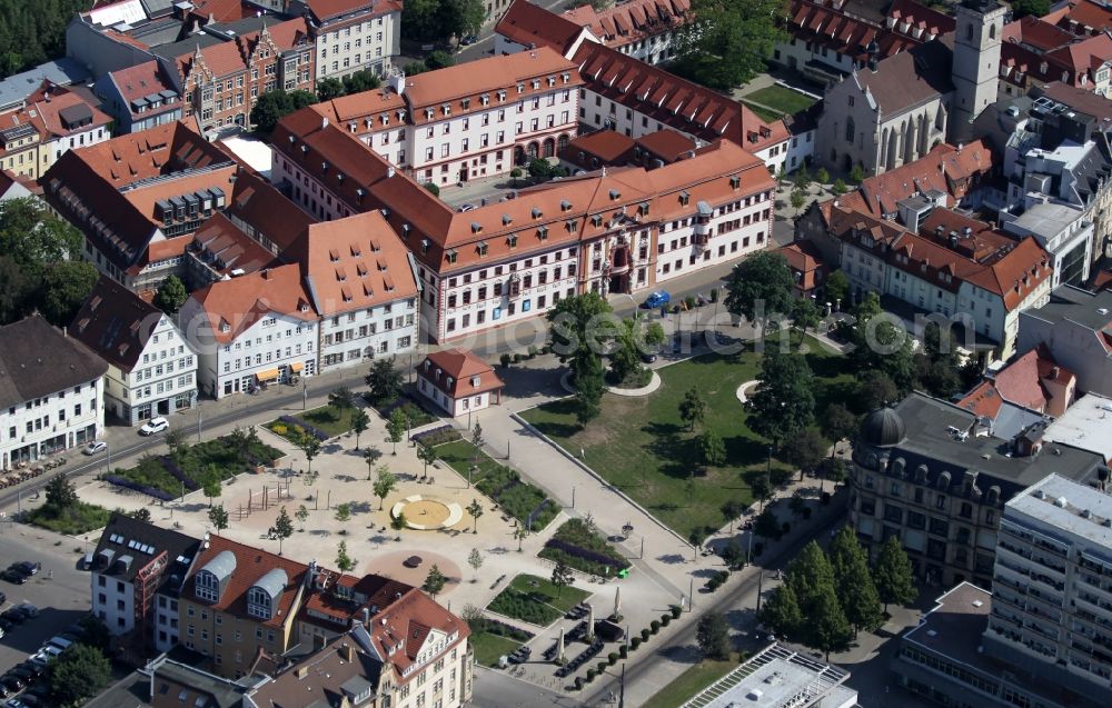 Erfurt from above - Park of Hirschgarten on Neuwerkstrasse - Regierungsstrasse in the district Zentrum in Erfurt in the state Thuringia, Germany