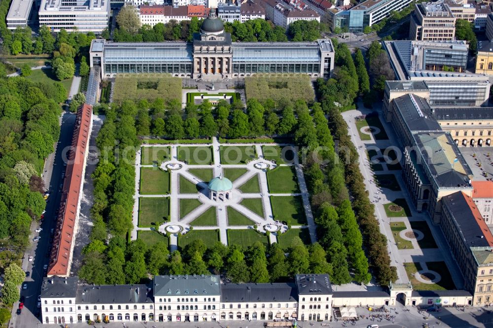 München from above - Park Hofgarten with Diana Temple in the district Altstadt in Munich in the state Bavaria, Germany