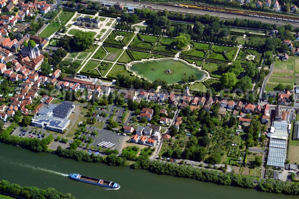 Veitshöchheim from above - Park of Hofgarten Veitshoechheim on street Echterstrasse in Veitshoechheim in the state Bavaria, Germany