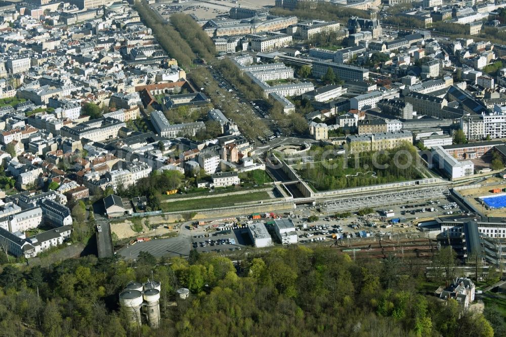 Versailles from the bird's eye view: Park of Le Jardin des Etangs Gobert in Versailles in Ile-de-France, France