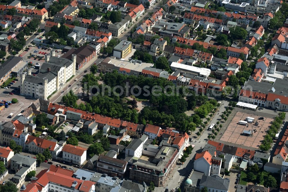 Aerial image Bernburg (Saale) - Park of the Karlsplatz in the downtown of Bernburg (Saale) in the state Saxony-Anhalt