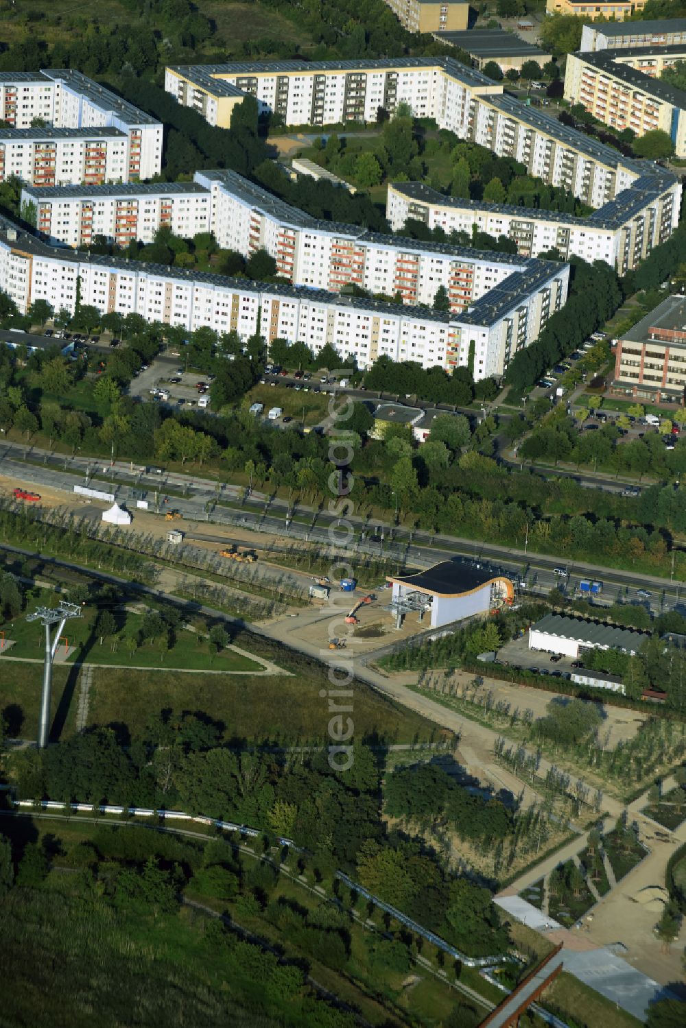 Berlin from the bird's eye view: Park of Kienbergpark in the district Marzahn in Berlin, Germany