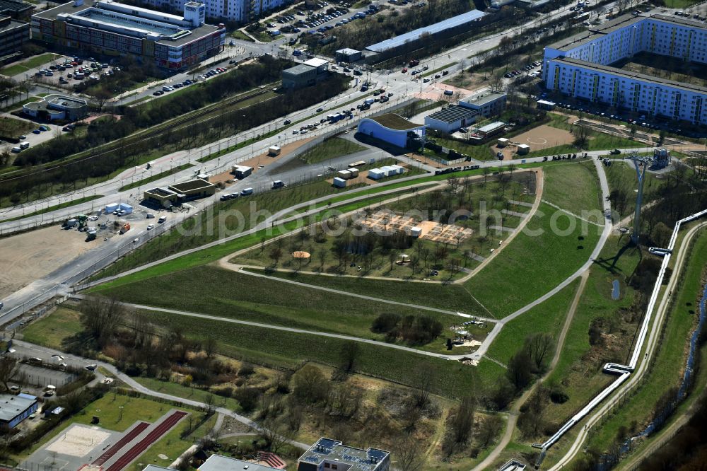 Aerial image Berlin - Park of Kienbergpark in the district Marzahn in Berlin, Germany